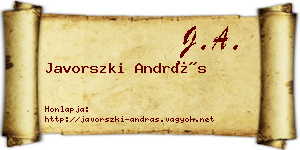 Javorszki András névjegykártya